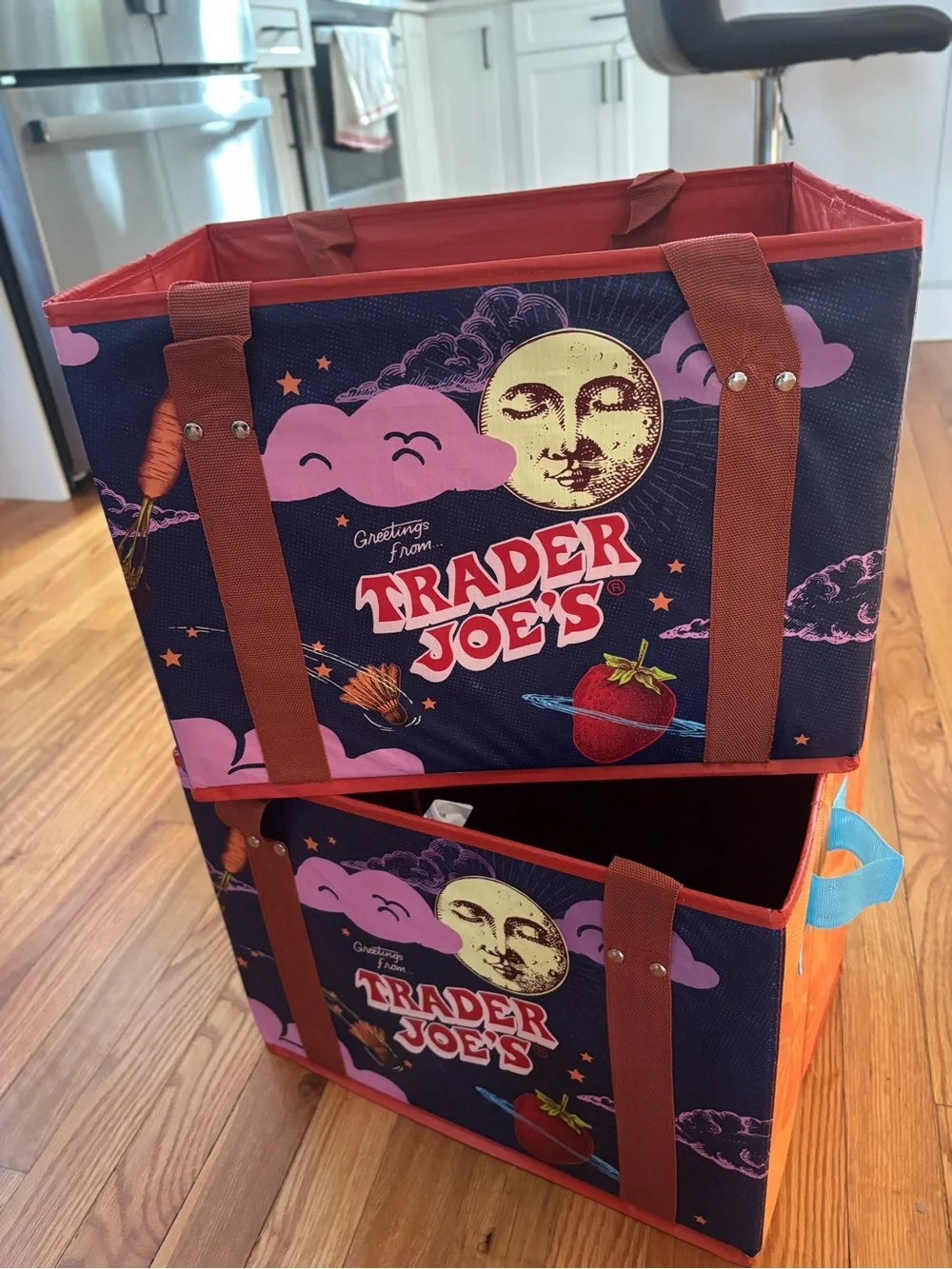 Set of two TRADER JOE'S Stand Up Collapsible Tote Grocery Bag